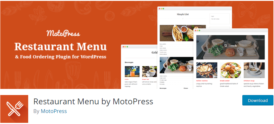 MotoPress의 레스토랑 메뉴