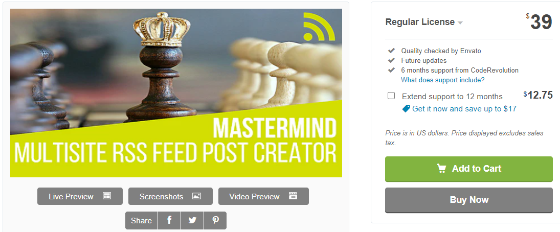 WordPress용 Mastermind Multisite RSS Feed Post Generator 플러그인