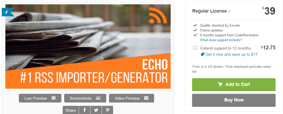 WordPress용 Echo RSS Feed Post Generator 플러그인