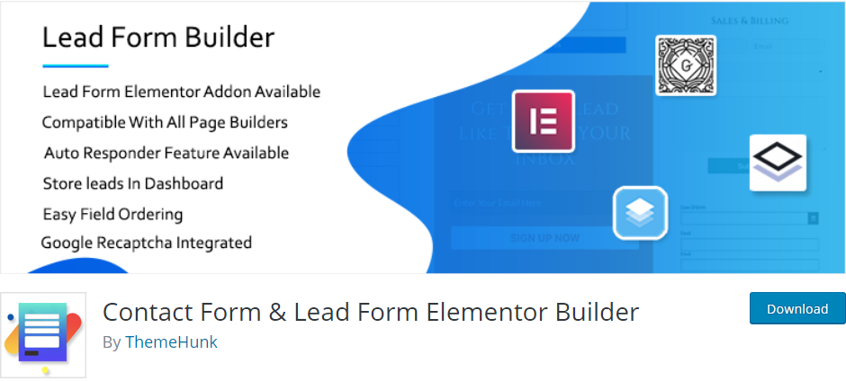 聯繫表和潛在客戶表 Elementor Builder