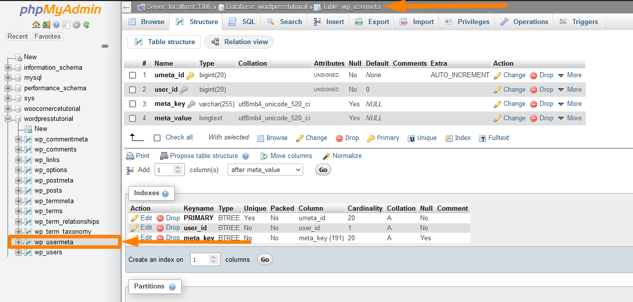 wp_usermeta Tabel Database WordPress