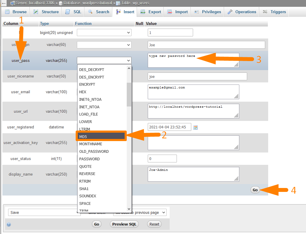 Setel Ulang Kata Sandi WordPress di Basis Data