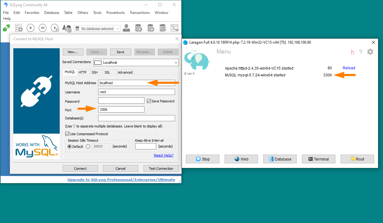 Database WordPress Terhubung dengan SQLYog - 1