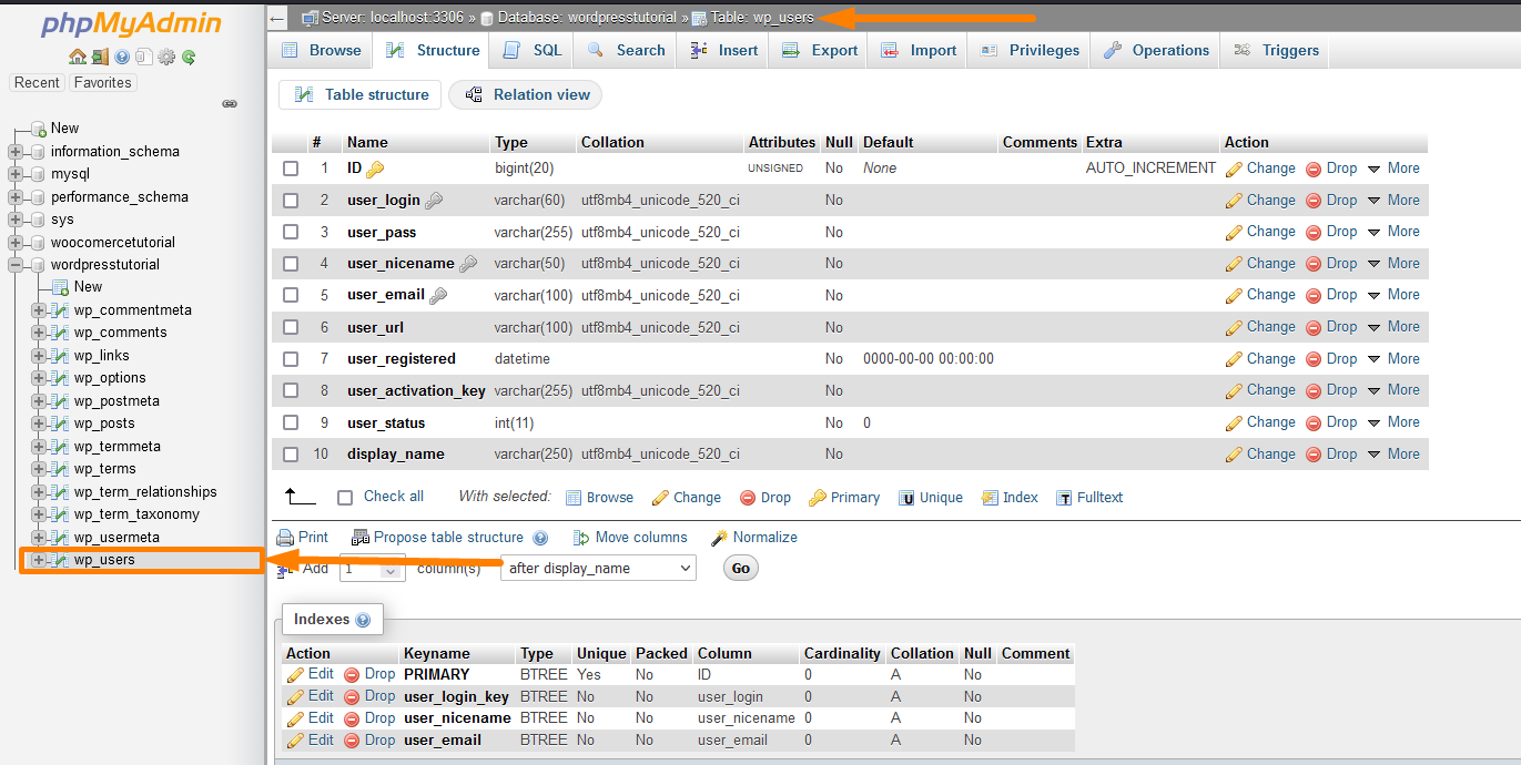 wp_user Tabel Database WordPress