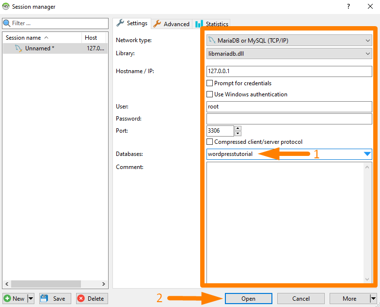 Database WordPress Terhubung dengan HeidiSQL -2