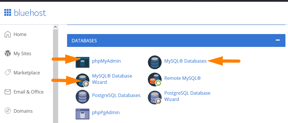Lokasi Database Bluehost WordPress