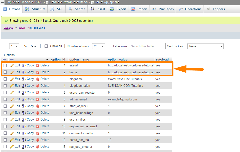 WordPress Ubah URL di Database -1