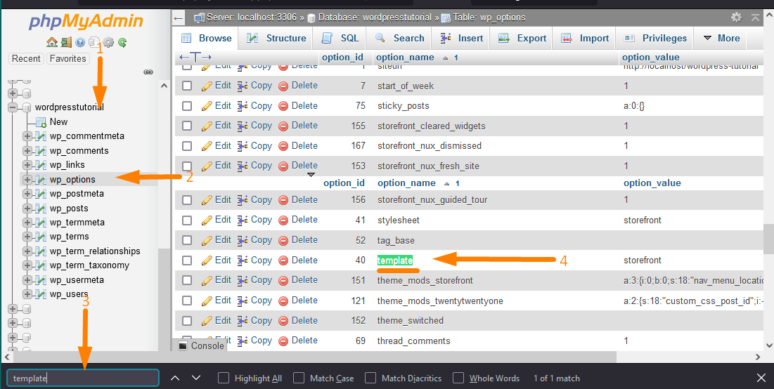 Ubah Tema WordPress melalui phpMyAdmin