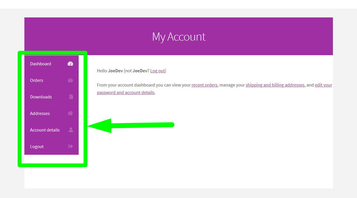 Шаги о том, как добавить новую вкладку на странице «Моя учетная запись» WooCommerce