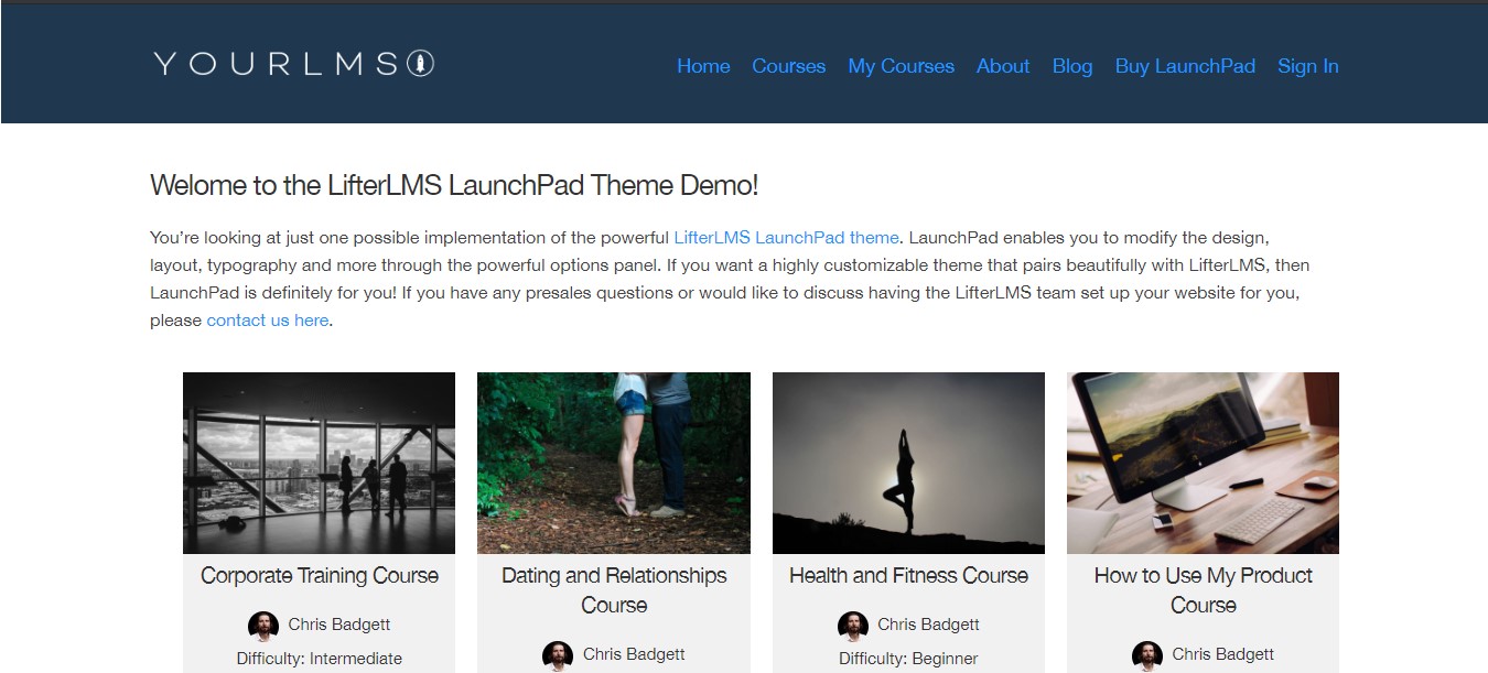 Tema LifterLMS LaunchPad