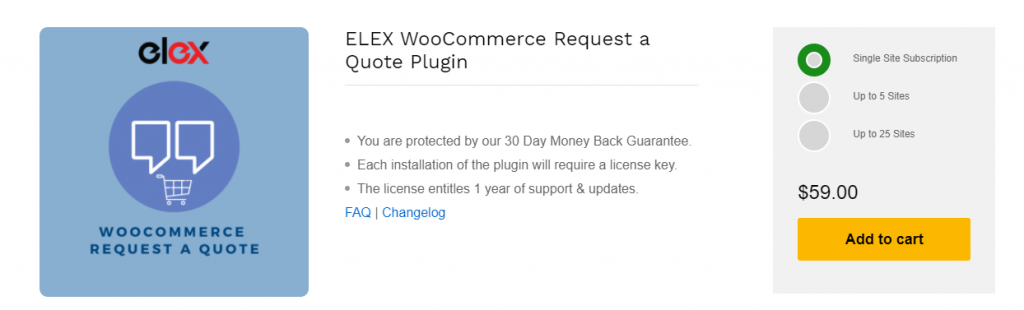 ELEX WooCommerce solicite um orçamento