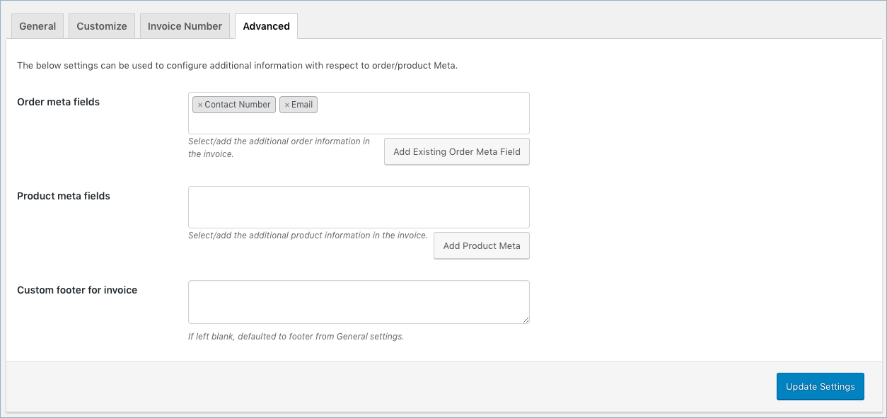 فاتورة WooCommerce / حزمة Slip-Invoice Advanced