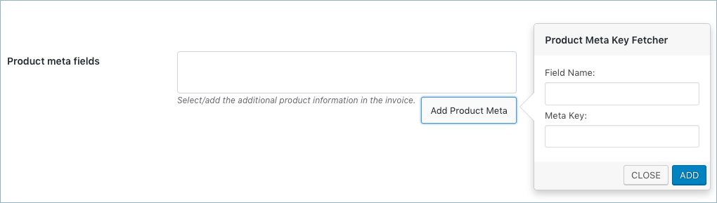 WooCommerce Invoice:Pack Slip-Invoice Advanced-Product meta champs