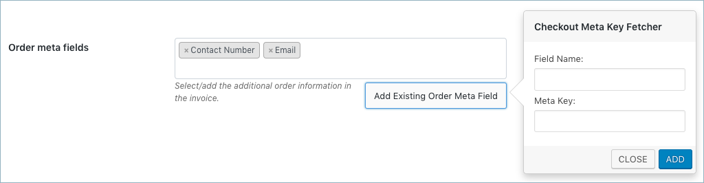 WooCommerce Invoice: Pack Slip-Invoice Advanced-Add Order metafields