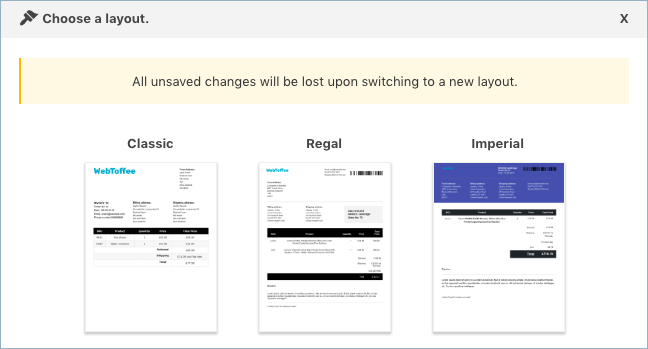 Layouts de fatura do WooCommerce