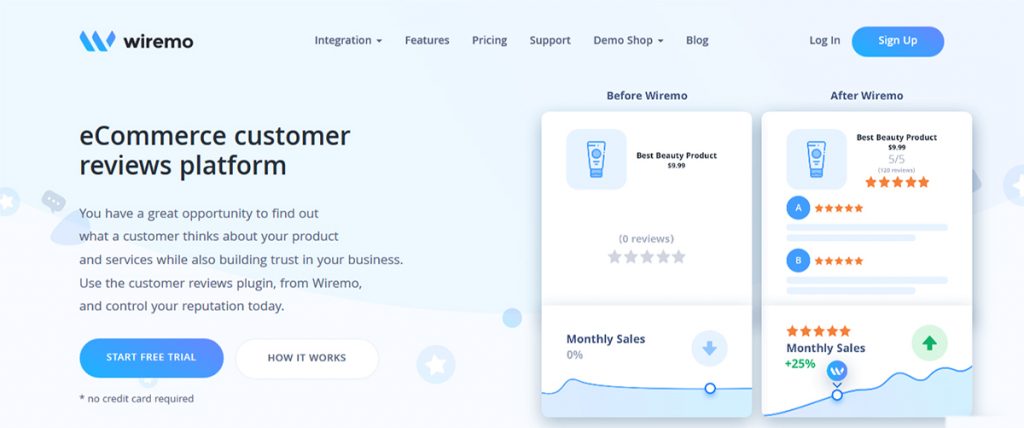 Complemento de reseñas de comercio electrónico de Wiremo