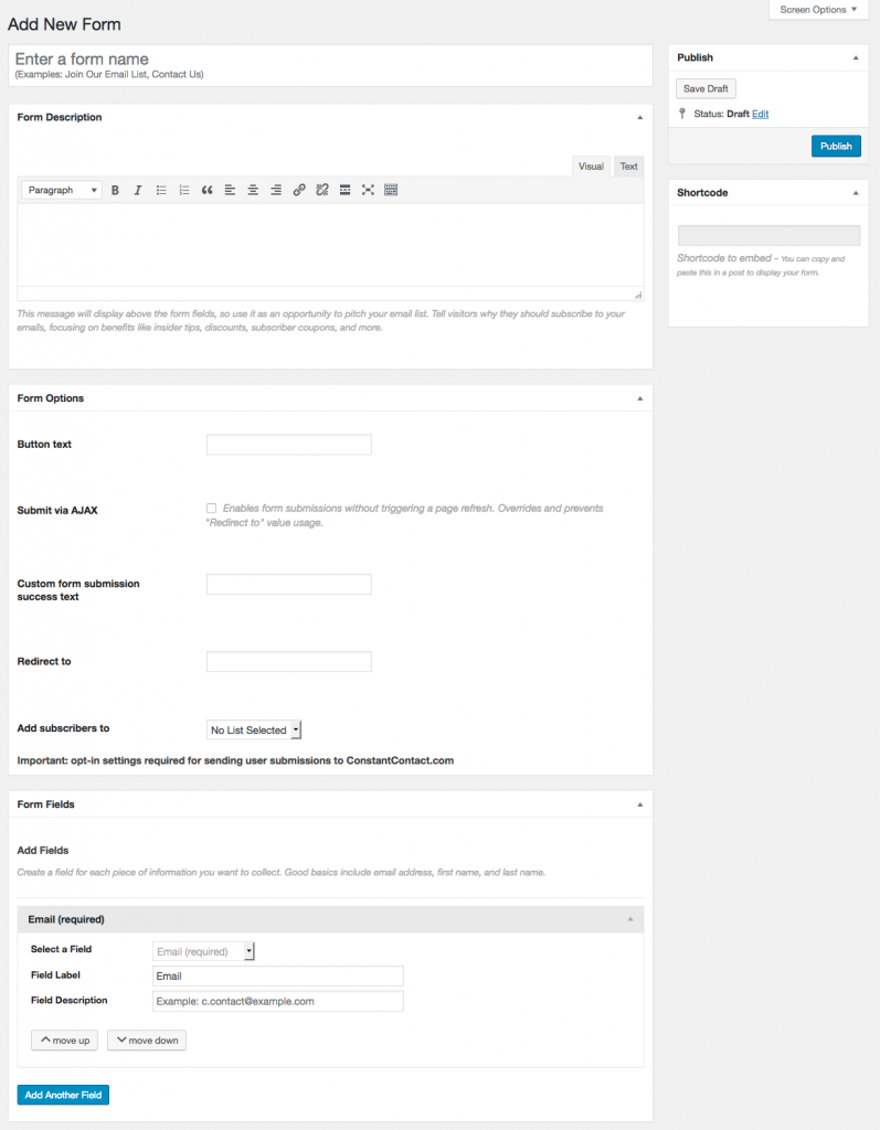 Complemento de contacto constante para crear formularios