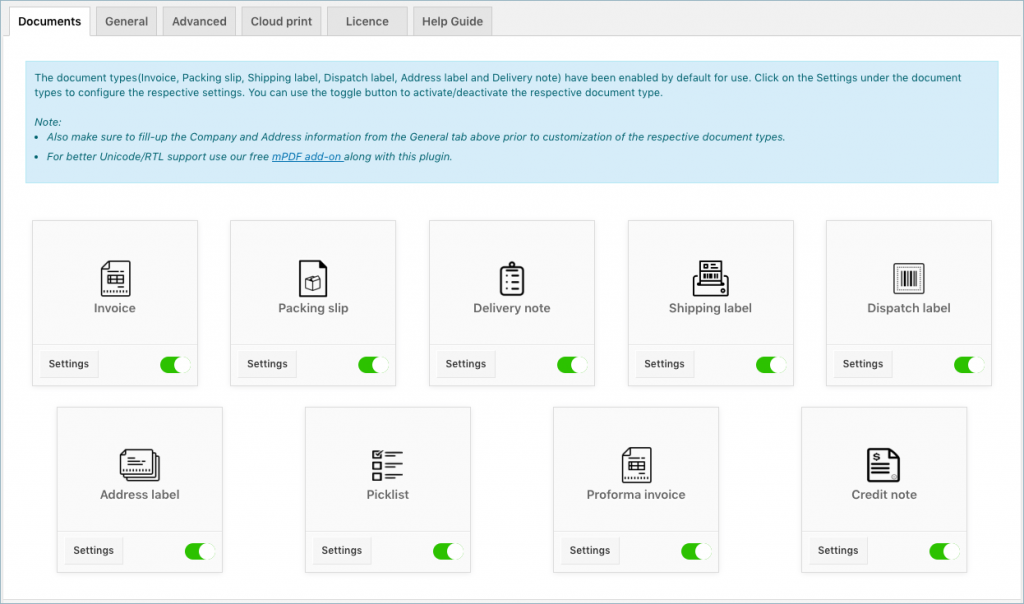 ใบแจ้งหนี้ WooCommerce และสลิปบรรจุภัณฑ์