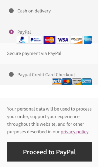 結賬時使用 PayPal 付款