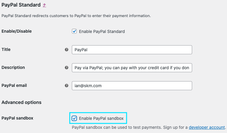 paypal sanal alanını etkinleştir