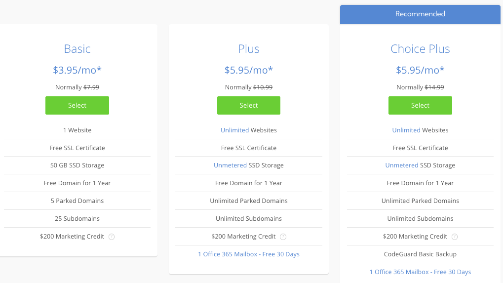 Bluehost pricing