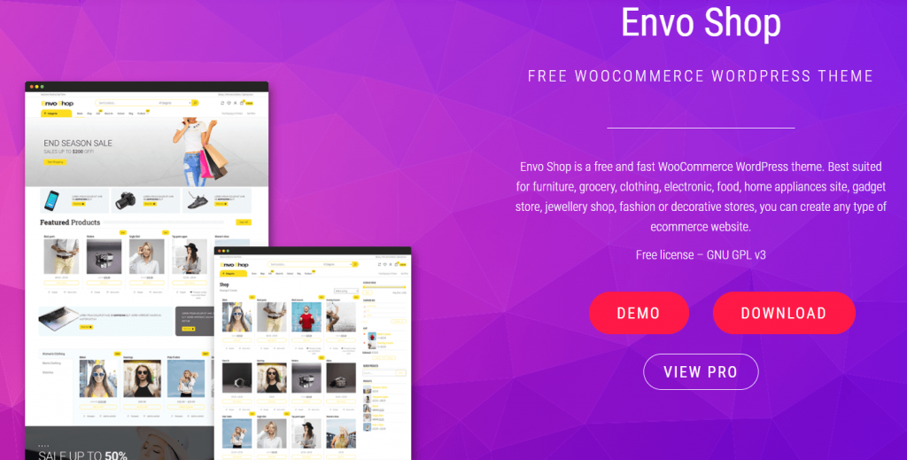 Envo Shop- best free themes for Elementor