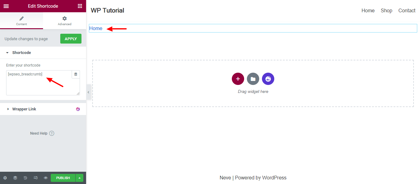 Add Manual Yoast Breadcrumbs Shortcode