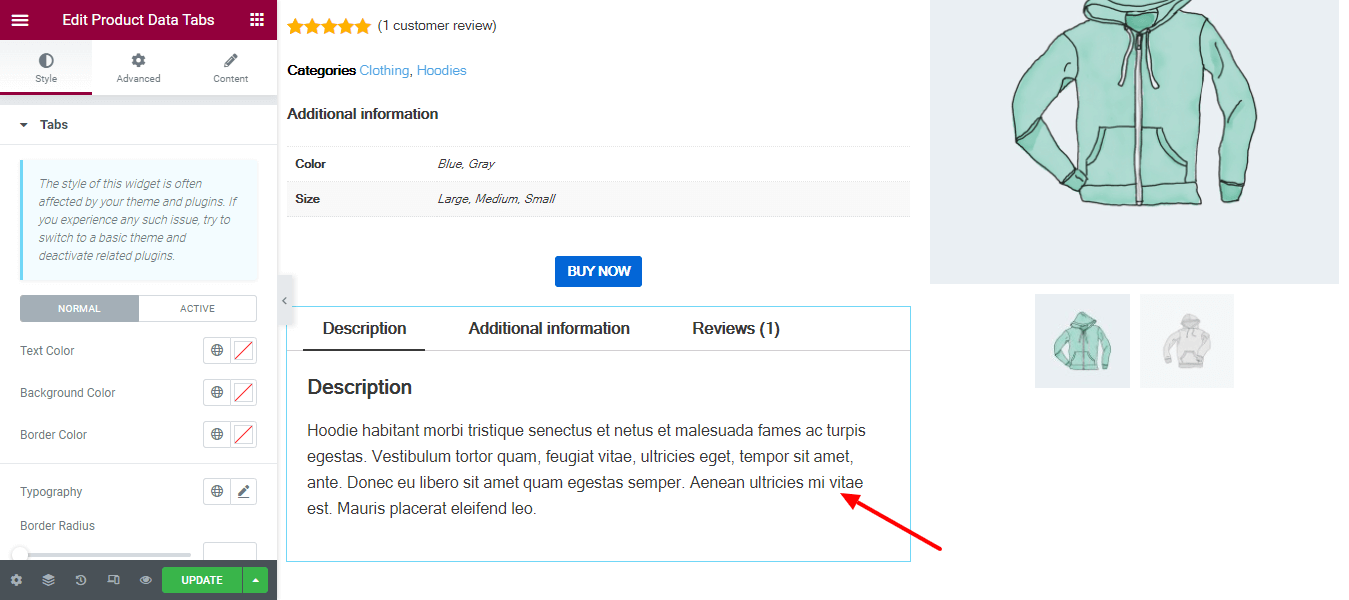 Add & Style Product Data Tabs