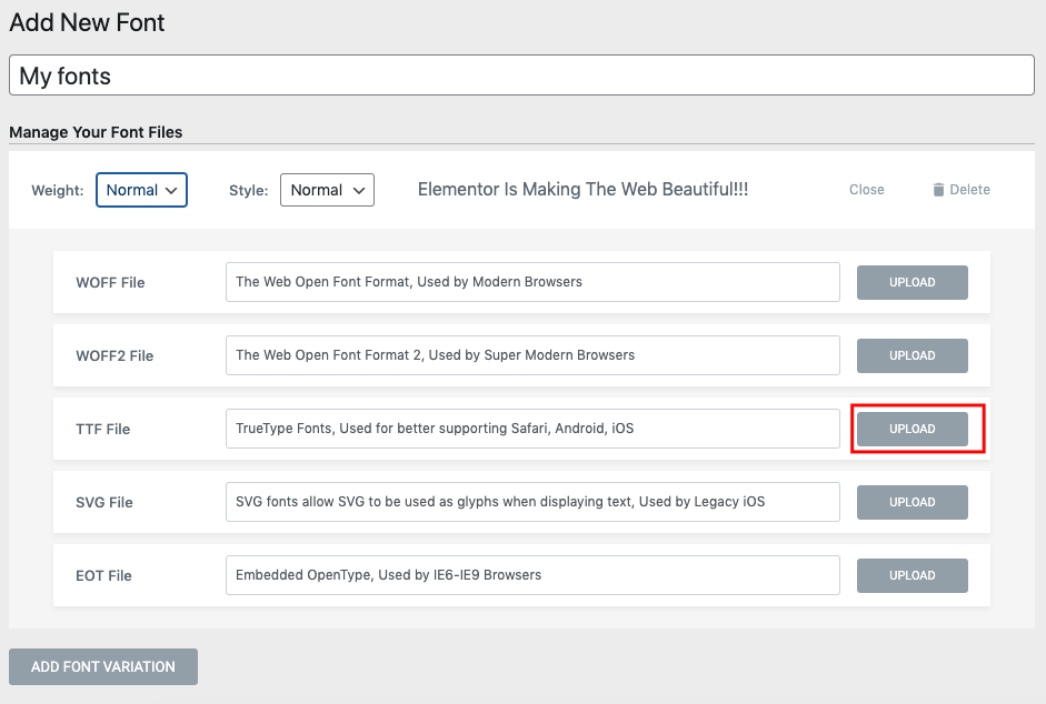 How to add a font to Elementor