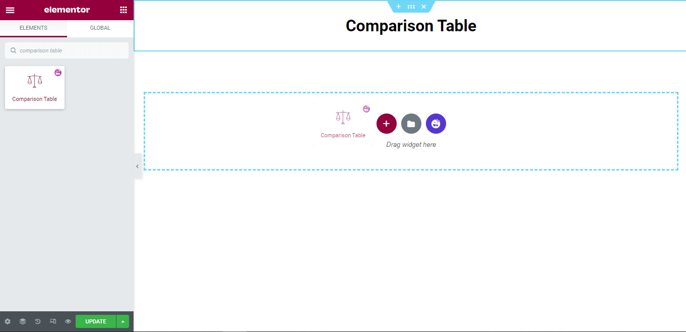 Add Comparison Table Widget