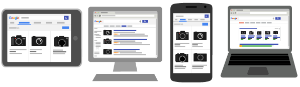 Voici à quoi peuvent ressembler les annonces Shopping pour un produit sur différents écrans :