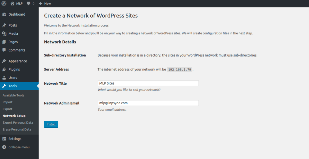 Création d'un réseau de sites WordPress dans WP Admin