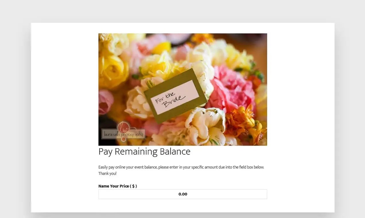 captura de tela de Name Your Price usada para pagar uma conta no site Poppy Floral