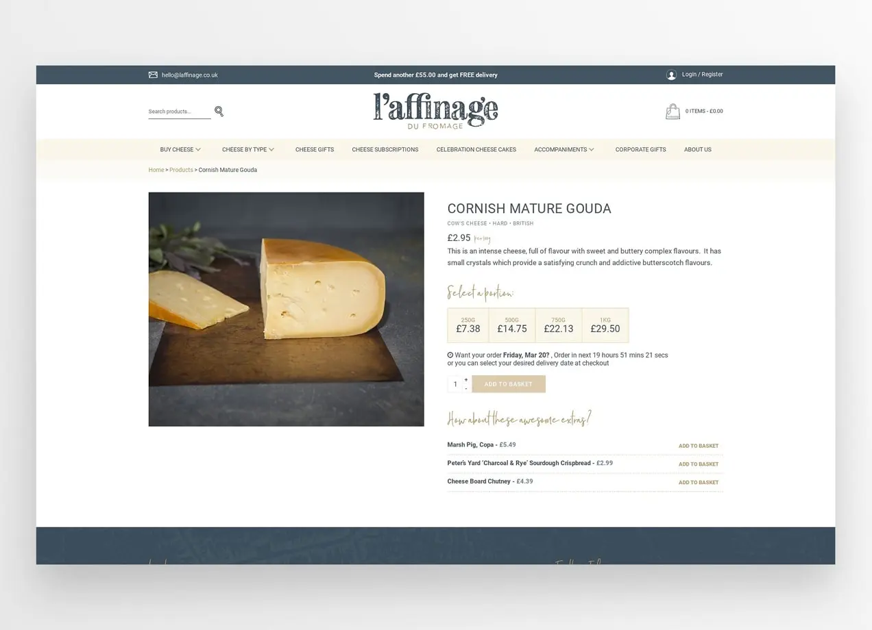 Page produit L'affinage avec des descriptions de produits claires