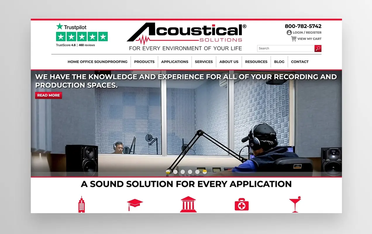 Acoustical Solutions 主頁展示他們的產品