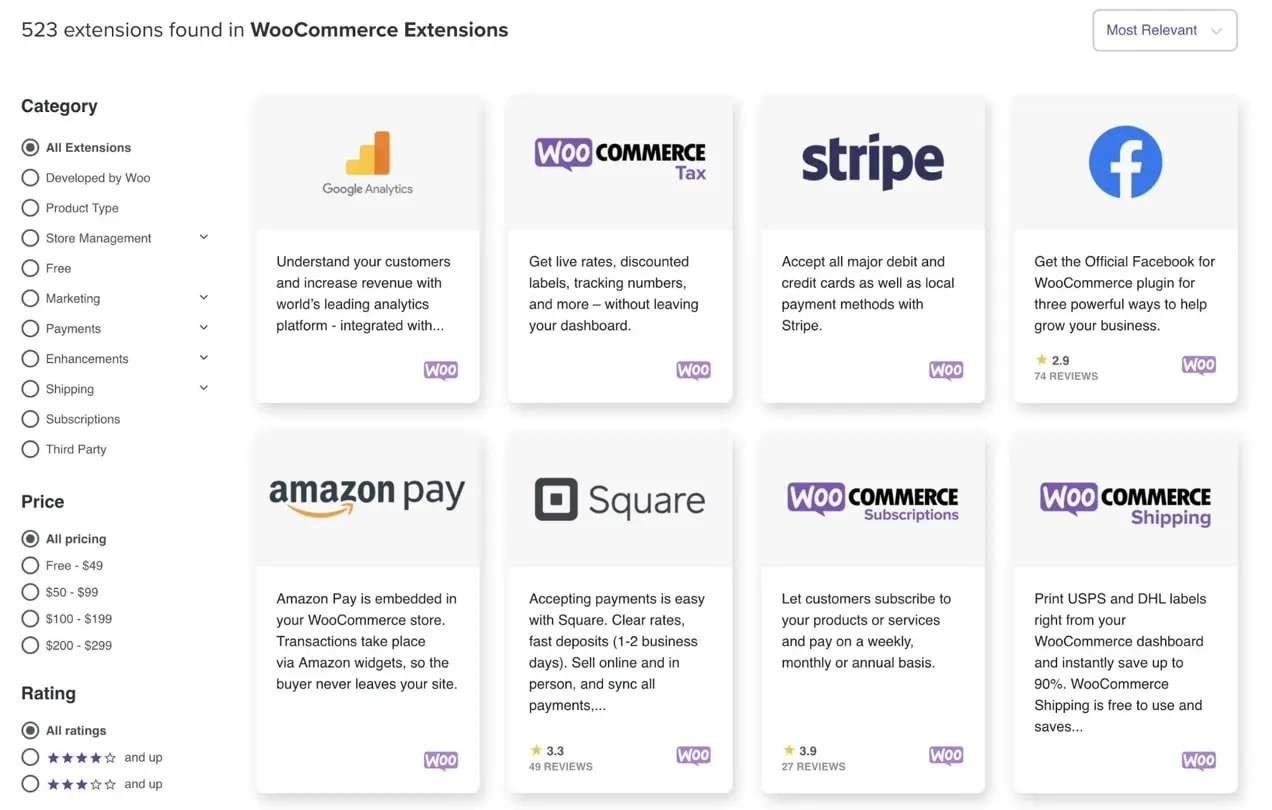 daftar ekstensi di WooCommerce Marketplace