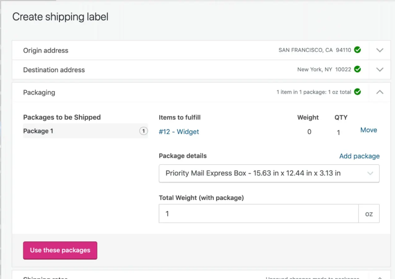 bagian pengemasan dengan Pengiriman WooCommerce