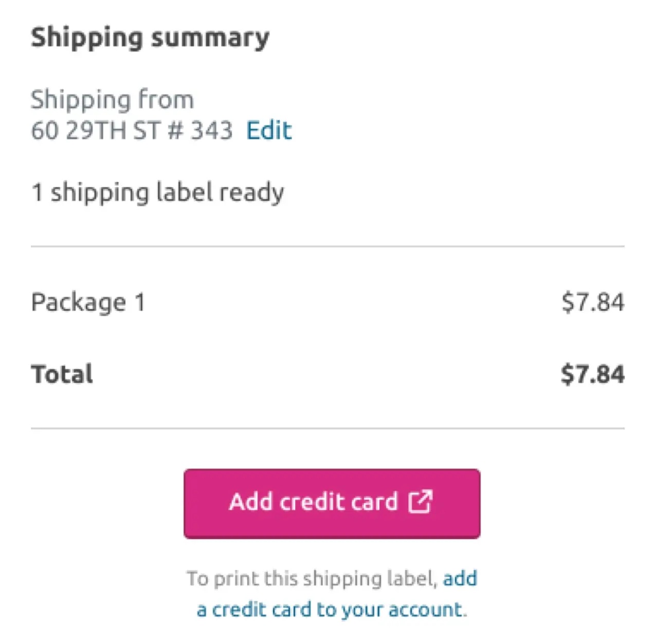 WooCommerce Shipping의 배송 요약 화면