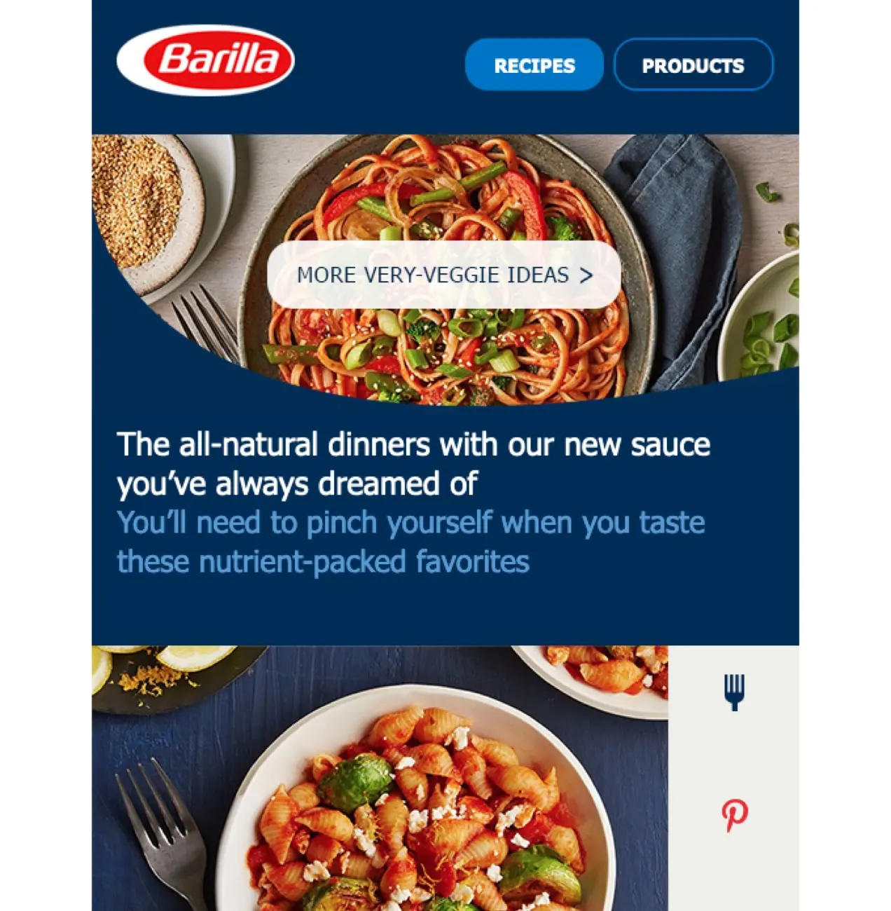 Un email de Barilla con recetas