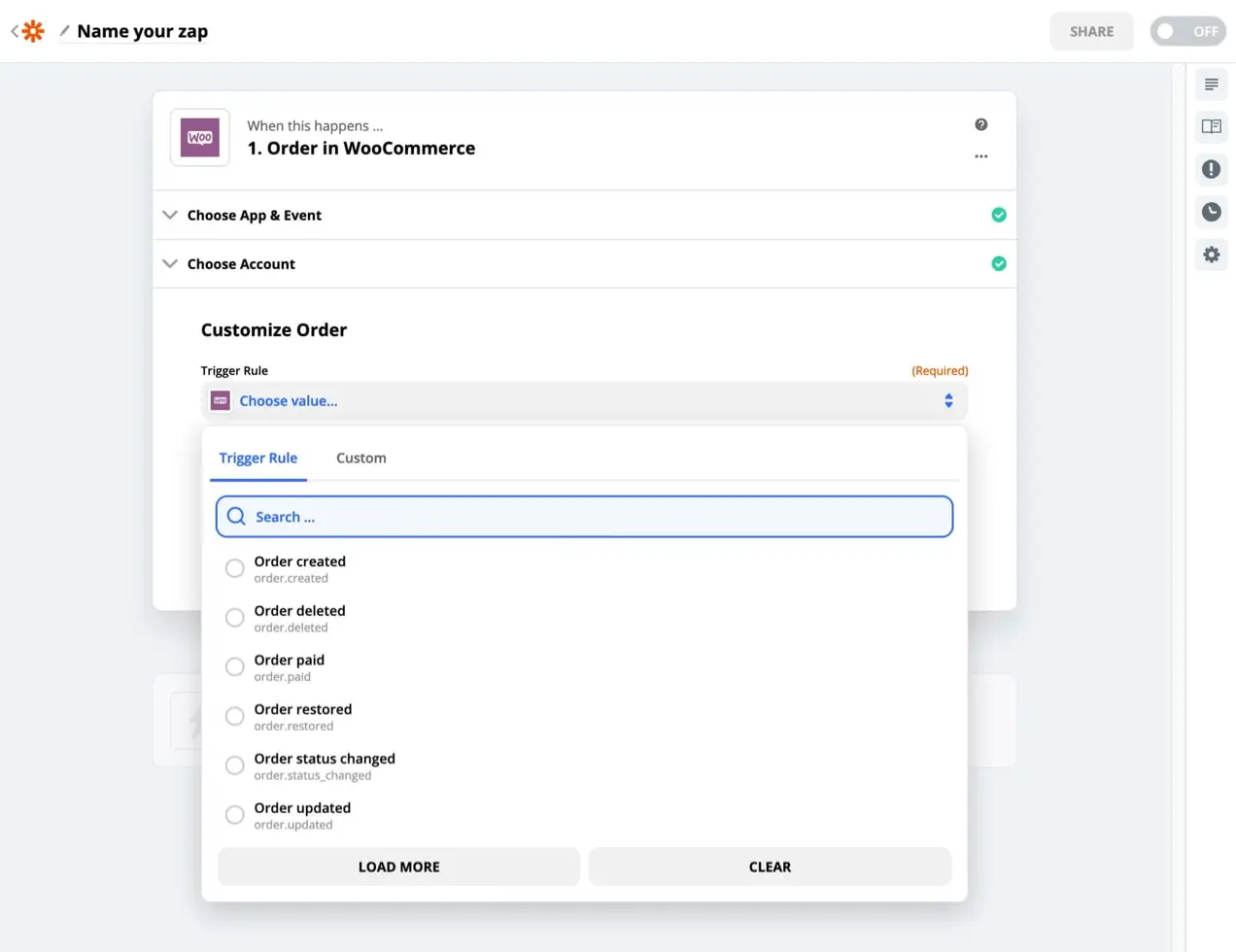 Disparadores de WooCommerce con Zapier