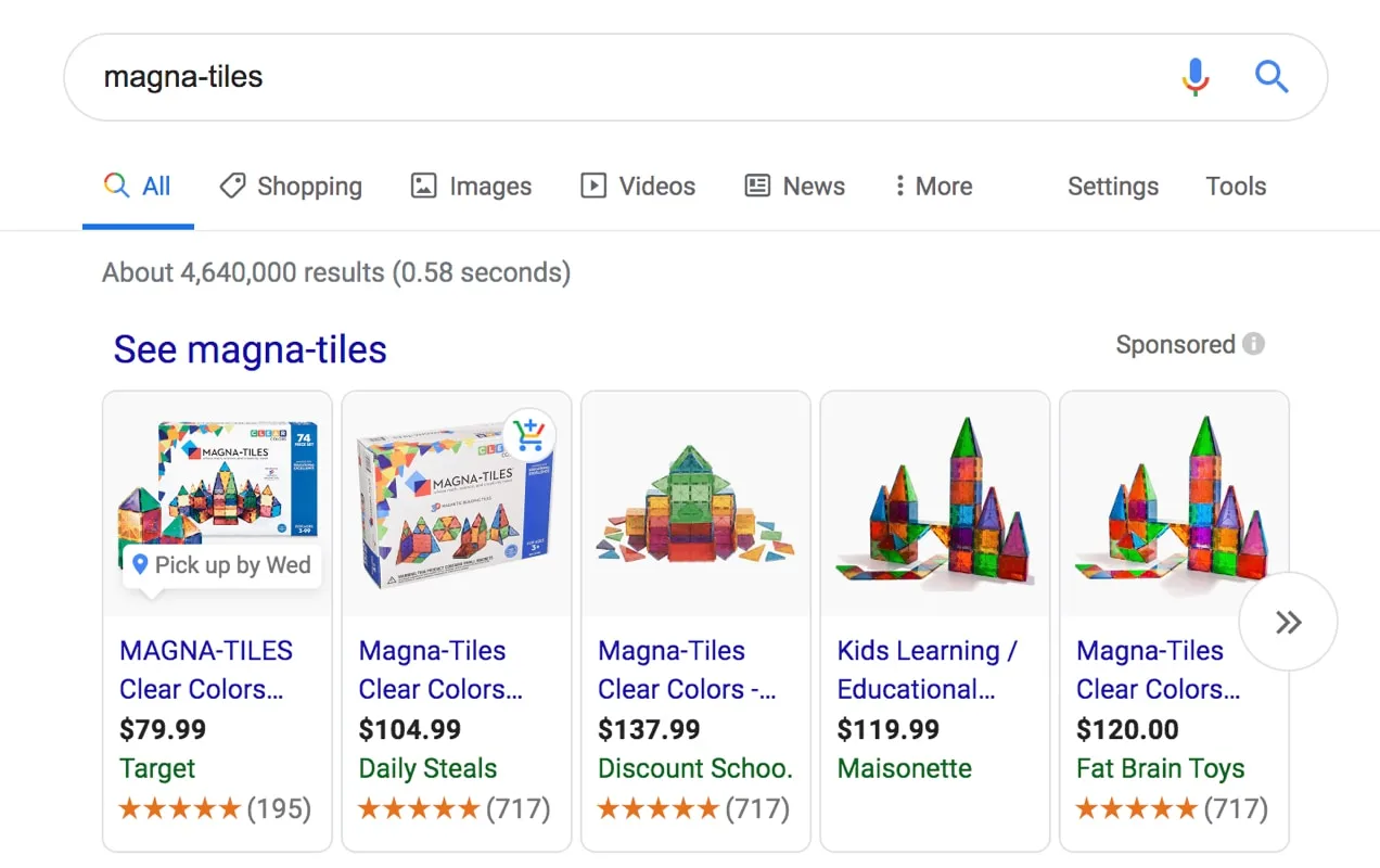 ผลิตภัณฑ์ Magna-Tiles ใน Google