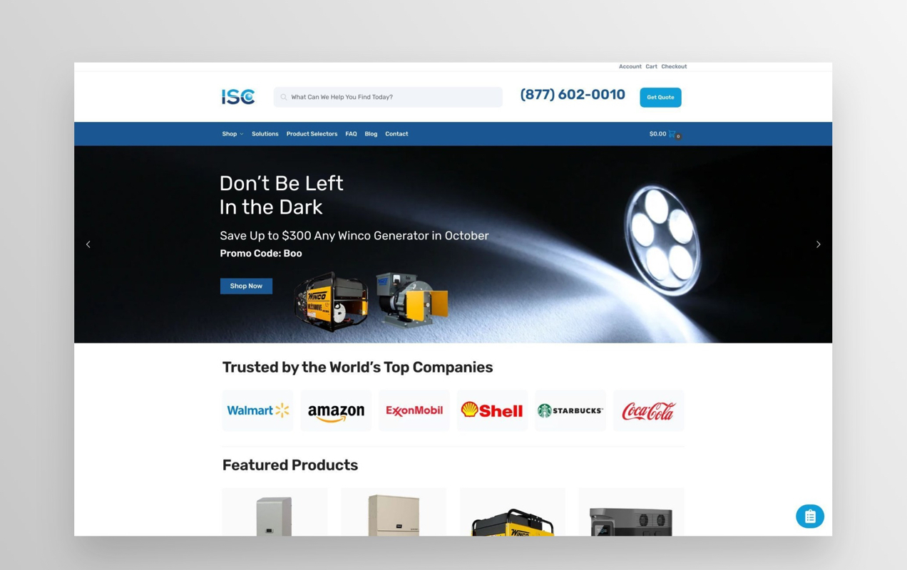 Site Web ISC, une entreprise basée sur WooCommerce