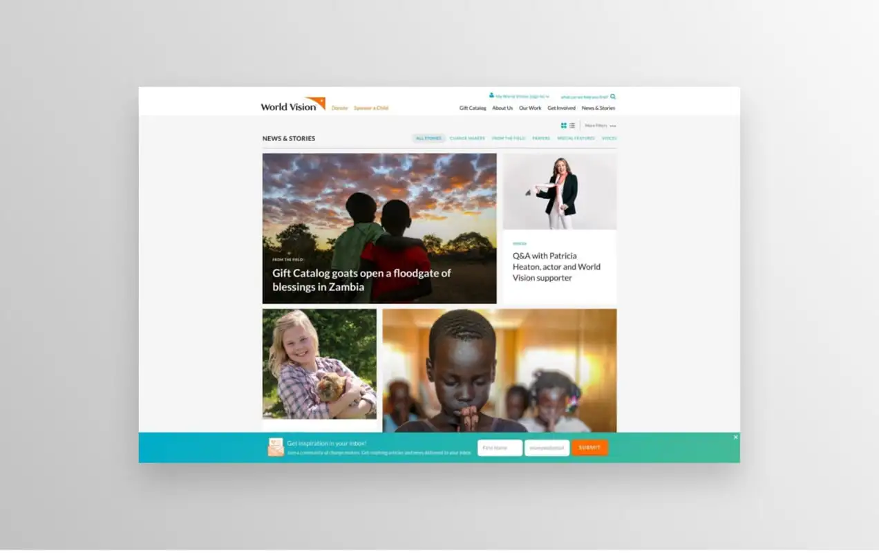 La pagina del blog di World Vision