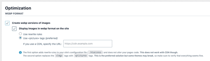 Formato WebP por Imagine