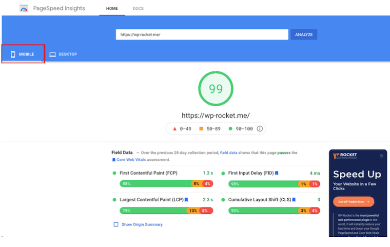 來自移動設備的 PageSpeed 見解