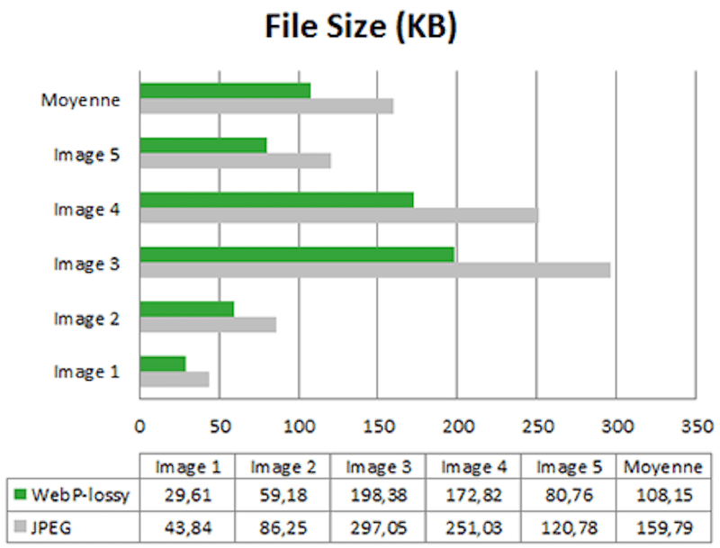 WebP con una dimensione del file più piccola - Fonte: Greenspector