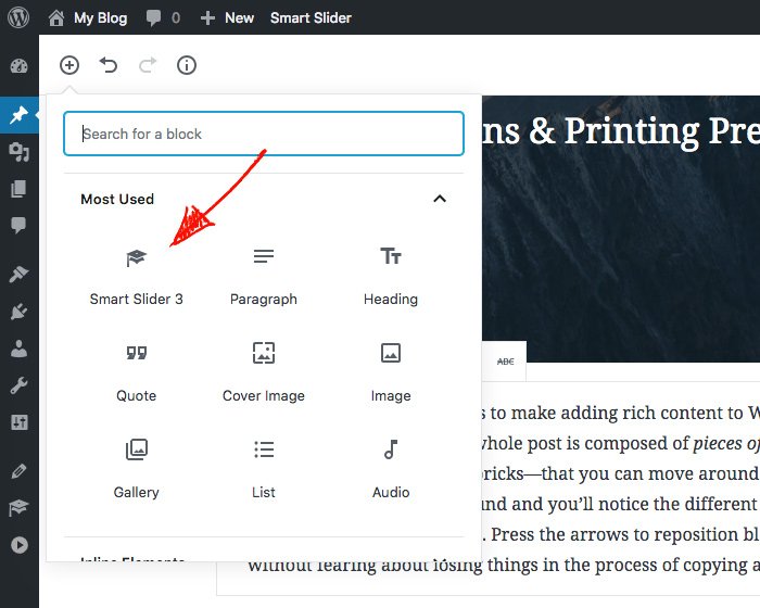 Bloc Smart Slider 3 à Gutenberg