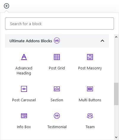 GutenbergEditorのUltimateAddonsブロック