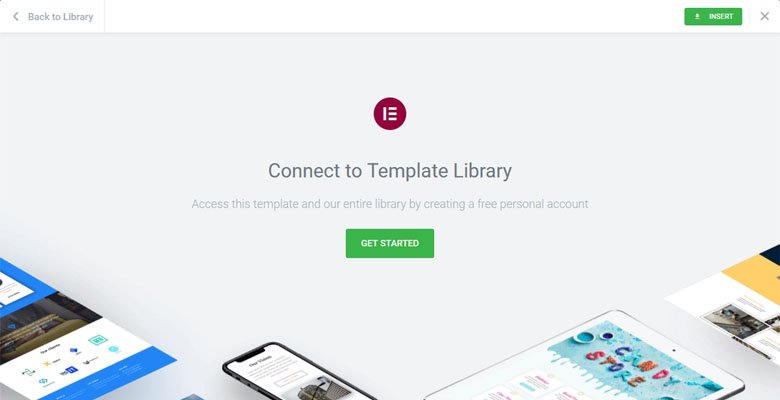 Połącz, aby przejść do biblioteki szablonów Elementora