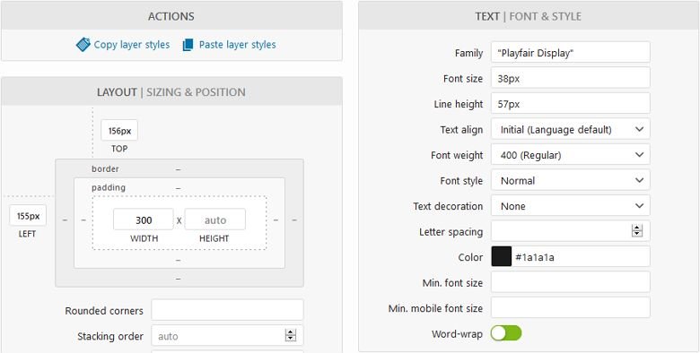 خيارات تصميم Layer Slider